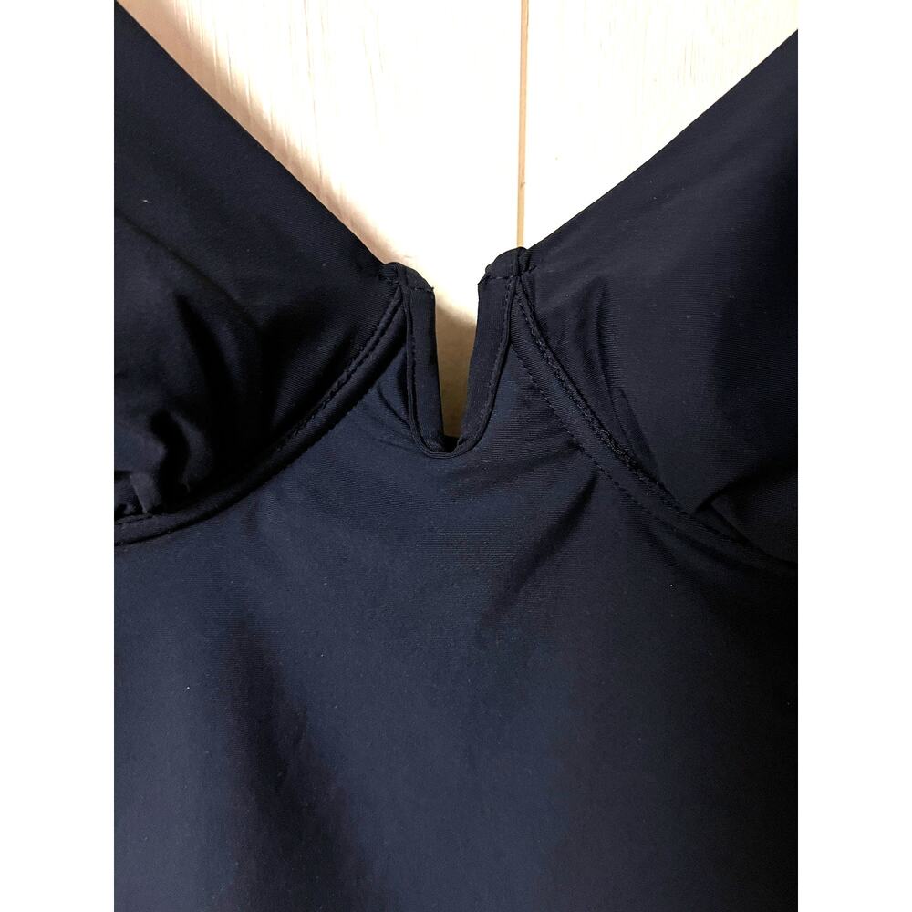 Anne Cole Swimsuit Tankini Top Womens Large Swim Underwire Plunge Ruching Black - Picture 2 of 8